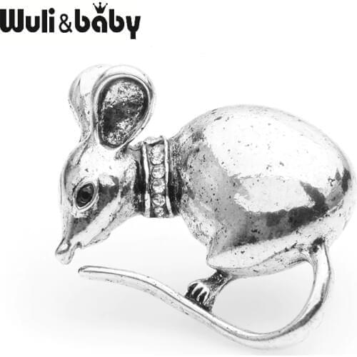 Wuli&baby Retro Gold Silver Color Mouse Brooches Women Alloy Metal Rat Animal Brooch Pins Gifts