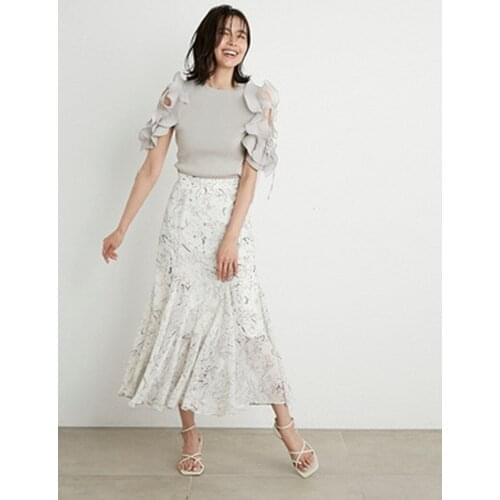 2021 summer new Japanese womens temperament versatile skirt fashion printing fishtail skirt