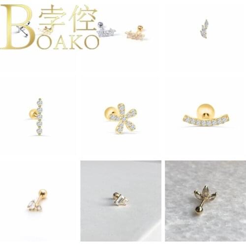 BOAKO 1 PCS Daisy Diamonds Earrings For Women 925 Sterling Silver Pendientes Mujer Stud Earrings Piercing Oreille #9.6