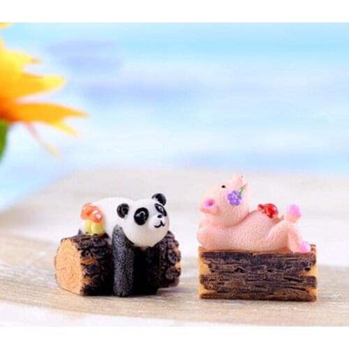 ZOCDOU 1 Piece Animal Panda Monkey Pig Bear Wood Cartoon Guard Sunshine Zoo Model Statue Figurine Crafts Ornament Miniatures