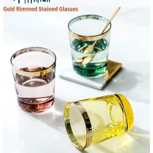 Gold colorful glass wine glasses household simple whisky glasses Nordic beer glasses drinking glasses