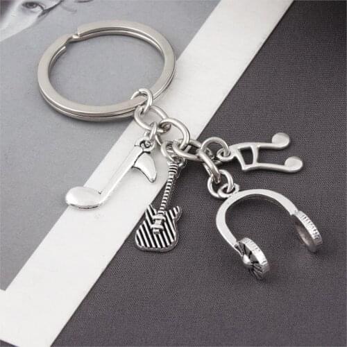 1Pc Music DJ Headset Keychain Guitar Musical Note Keyring Gifts for Men Women Gift Jewelry Diy Supplies E2581/E2773