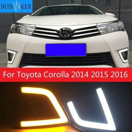 12V Daytime Running Light For Toyota Corolla 2014 2015 2016 Turn Signal ABS DRL Fog Lamp Decoration Car Accessories