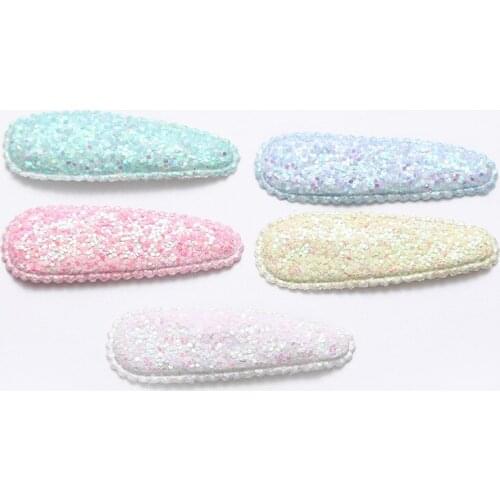 30pcs/lot 5.5cm shiny water drop bb Hair Clip Cover Padded Appliques DIY handmade Children Hair Accessories