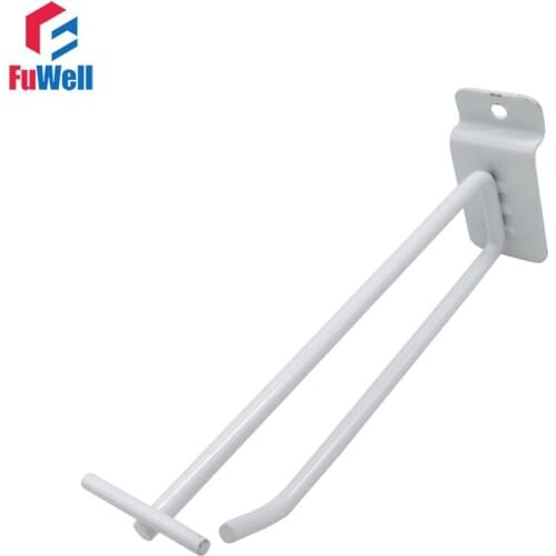 5pcs White Slatwall Hooks 150/200/250/300/350mm Supermarket Display Hook Hanger Double Wires Display Hooks