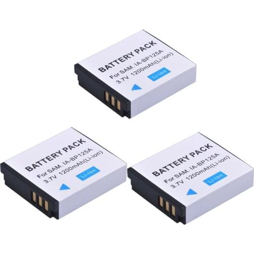 3X 1200mAH IA-BP125A IA BP125A BP125A Rechargeable Camera Battery for Samsung HMX-QF20,HMX-QF30,HMX-QF300,HMX-M20,HMX-Q10,HMX-Q1