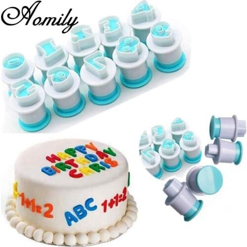 Aomily 10pcs/Set Numbers Spring Mould Cutter Set Cookie Fondant Baking Tool Birthday Biscuit Sugarcraft Fondant Press Ebosser