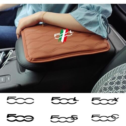 Leather Car Handrest Armrest Box Mats Cover Hand Pillow Pad For Fiat 500 500 C 500L 500X 500e Bravo Toro Albea Talento Van Albea