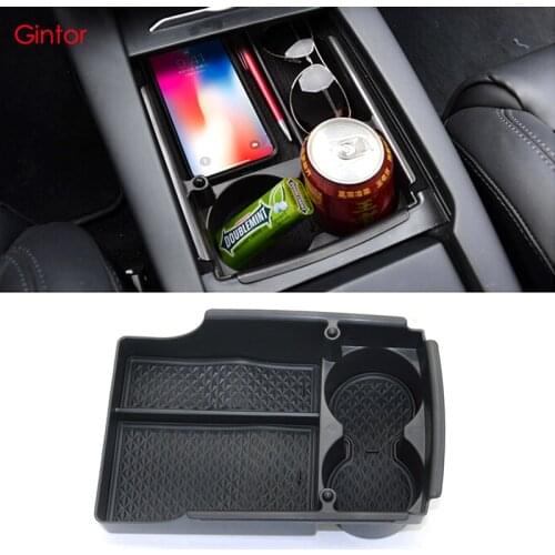 Car Armrest Storage Box Center Console Container Holder For Tesla Model X Model S Car Center Console Tray Organizer Car Interior