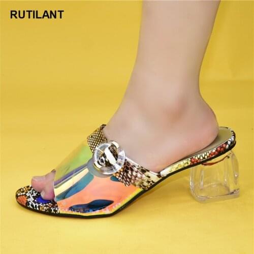 2020 Spring Fashion Women High Heels PU Leather Nigerian Women Sandals High Quality African Special Materials High Heels 7.5 CM