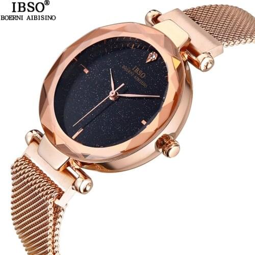 IBSO BRAND High Quality Women Wrist Watches Fashion Shining Dial Design Watch For Female Magnet Buckle Wristwatches