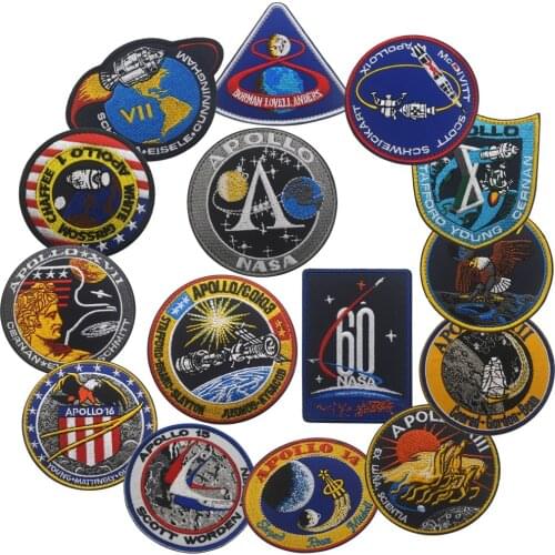 1 Piece APOLLO Mission Embroidery Decal Patch Astronaut DIY Spaceship Emblem Collage American Combat Outdoor Supplies Icon Badge