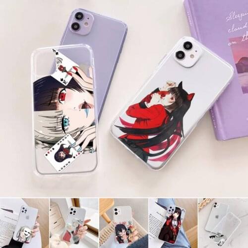 Japanese Anime Kakegurui Jabami Yumeko Phone Case For iphone 12 11 mini x xs xr pro max 8 7 6s 6 5 5s 5c se plus Transparent
