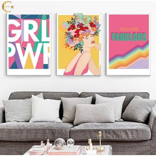 Flower Girl Canvas Painting Fashion Retro Posters and Prints Abstract Portrait Vintage Wall Art Pictures Living Room Home Decor