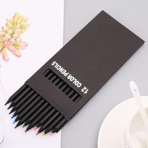 12 Colors Wooden Drawing Charcoal Pencils Painting Crayon Sketching Pen Non-toxic School Supplies Gift C26