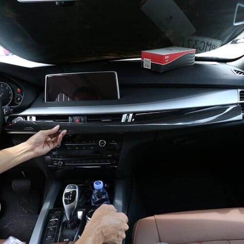 2pcs Real Carbon fiber For BMW X5 F15 X6 F16 2015-2018 Car Interior Dashboard Decoration Panel Trim Accessories Left Hand Drive