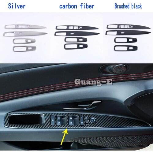 For Hyundai Elantra Avante 2021 2022 Car Cover Stainless Steel Door Window Glass Panel Armrest Lift Switch Button Trim Frame