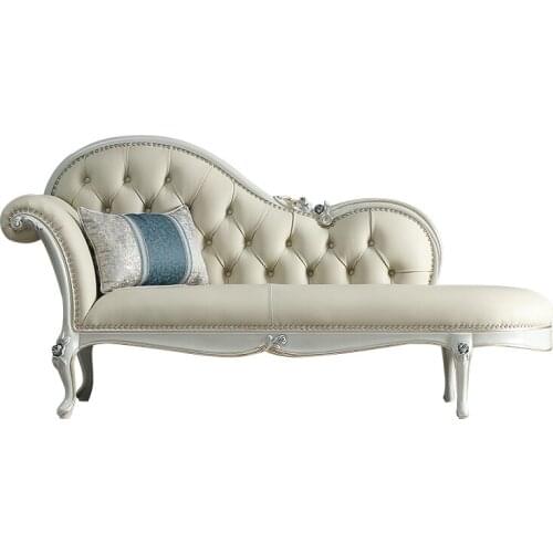 French light luxury leather imperial concubine chair BEAUTY COUCH bedroom simple European solid wood single sofa chair