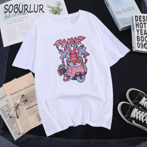 Basic Anime Oversized T-Shirt O-Neck Mens Womens Short-Sleeved T-Shirt Couple Solid Color White Black Loose Graffiti 2021 NEW