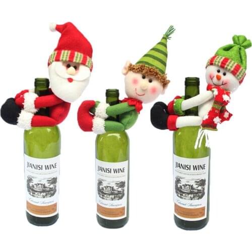 JX-LCLYL Christmas Santa Snowman Elf Wine Bottle Cover Ornaments Table Party Xmas Decor