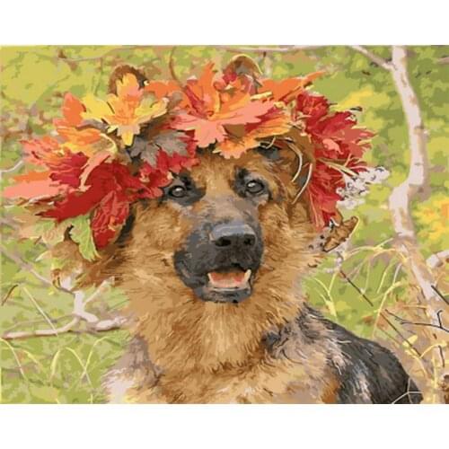 Oil Picture Out By Number For Dog On Canvases With Framed 60x75 HandPainted Acrylic Kits Coloring By Number Home Decoration Art