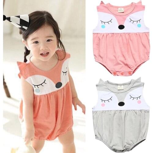 Summer Children Pink Princess Bodysuit Baby Girl Clothes Kids Jumpsuit Infant Sleeveless Cartoon Outfits Newborn Sunsuit 0-18M