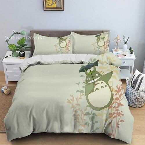 2/3 Pieces Cartoon Totoro Bedding Set Miyazaki Hayao Famous Animation Duvet Cover For Kids Boy Girl Bed Cover Set Home Textile