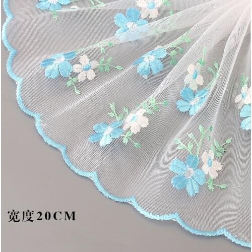 30Yards Blue Pink Purple Flower Embroidered Mesh Lace Trim Dress Accessories Lace Ribbon Sewing Crafts Fabrics for Bra Underwear