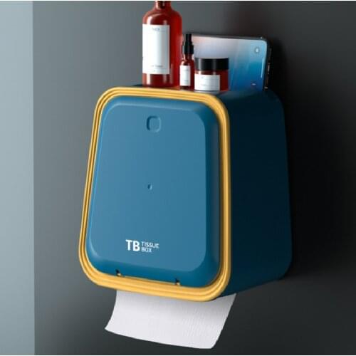 Wall Mounted Large Space Tissue Box Toilet Paper Holder Tissue Case Bathroom Shelf Roll Paper Storage Box