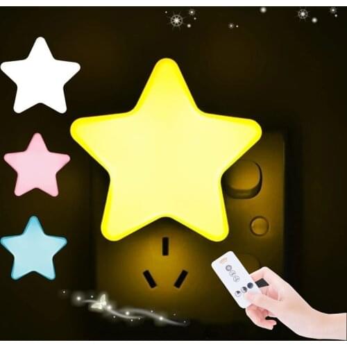 4Colors LED Eye Protection Star-shaped Remote Control Night Light The Light Dimmable Home Bedroom Night Light Childrens Present