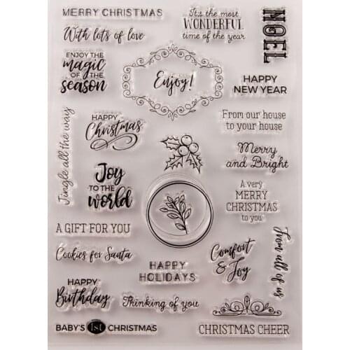 Happy New Year CLEAR STAMPS Scrapbook Christmas Card Paper Craft Silicon Rubber Roller Transparent Stamps 2021 New