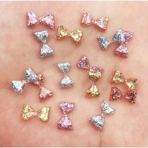 New 6*1 0mm Mini Shiny Bow Nail Art 60PCS Rhinestone Appliques Scrapbook DIY Manicure Accessories Embelishments for Crafts J12