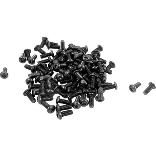 New Style M3 x 8mm 10.9 Alloy Steel Hex Socket Button Head Screws Black 100 Pcs