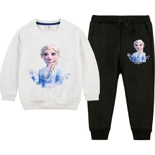Fall Little Girls Clothing Set Frozen Elsa Princess Sweatshirt&pants Two Piece Tracksuits Fashion Little Children Outfits Set