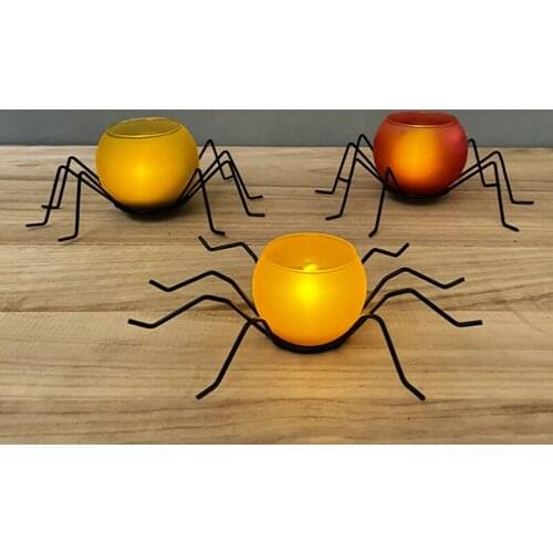 Creative Horror Wrought Iron Spider Shape Candlestick 3 Color Octagonal Candle Holder For Festive Party Halloween Candle Rack