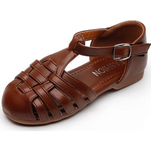 Girls sandals kids summer beach shoes woven sandals 2021 new sweet princess sandals super soft hot sale