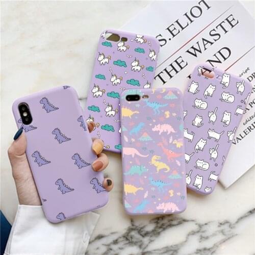 For iphone Xs Max XR X 8 7 Plus 5 5S Case Dinosaur Silicone Cover For iphone SE 2020 6 6S Animal Butterfly Phone Bumper Coque