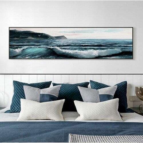 Modern Nature Waves Painting Blue Ocean Canvas Sea Landscapes Nordic Posters And Prints Living Room Home Wall Art Pictures Decor