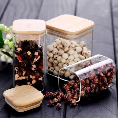 High Quality Glass Food Storage Jars Stacking Tea Coffee Beans Organizer Container Bottle Cereal Spices Candy Cookies Jar Tank