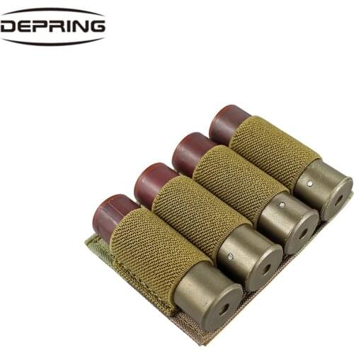 Airsoft Tactical 4 Rounds Shotgun Shell Holder Hook&Loop Ammo Pouch Carrier Holder for 12 20 Guage Hunting Accessories