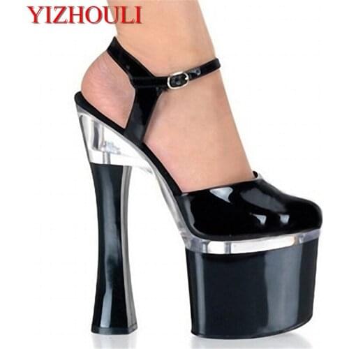 18 cm high heels, square heel sandals, nightclub shoe factory sells new banquet fashion womens shoes