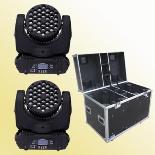 Flight Case Packing 2 Pcs RGBW 36x3W LED Beam Moving Head Stage LED Moving Head Beam Light With DMX 11/15 Channels