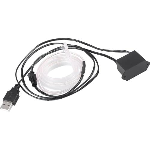 X Autohaux 1 Meter/3ft USB EL Wire String Strip White Cold Light Set for Car Decoration