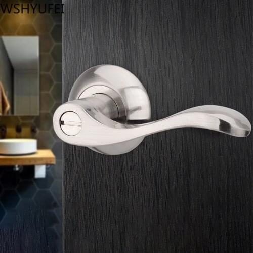 WSHYUFEI Zinc alloy Bathroom Keyless Door Locks Interior Solid Door Handle Lock Security Mute Three-Bar Spherical Lock Household