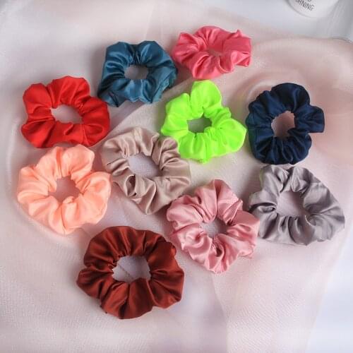 60 Color 4.2 inch Women Silk Scrunchie Elastic Handmade Multicolor Hair Band Ponytail Holder Headband Girl Hair Accessories