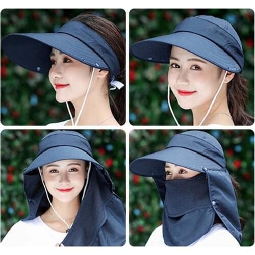 Women Beach Sun Hats Double Layer Foldable UV Protection Fishing Summer Outdoor Cap Hiking Women Sun Hat Camping Visor Hat