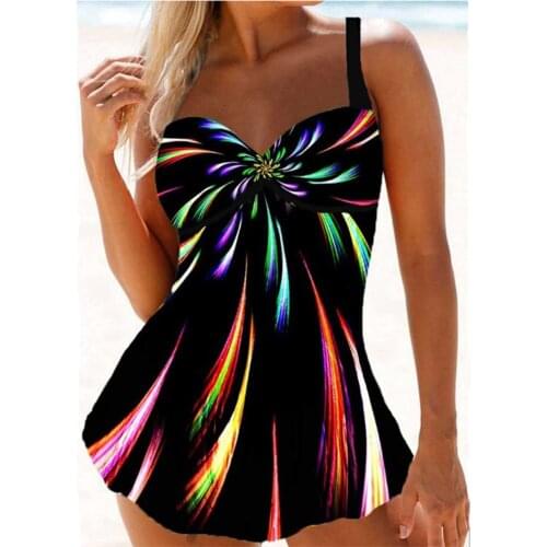 Women Plus Size 5xl 2 Piece Tankini Large Size 3xl Swimwear Swimdress 4xl Swim Dress Swimsuit Top Print Colorful Bathing Suit