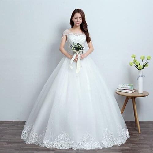 Wedding Dress Beading Short Sleeves O-Neck Elegant Backless Embroidery New Plus Size Wedding Gowns Women Vestidos De Novia G078
