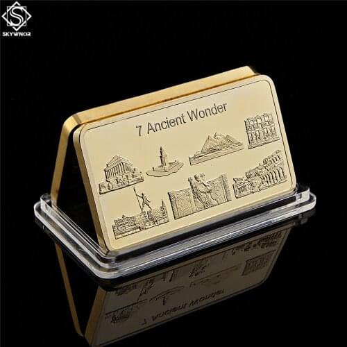 Gold Clad&Plated Bars 7 Ancient Wonder Souvenir Antique Copy Commemorative Old Culture Coin