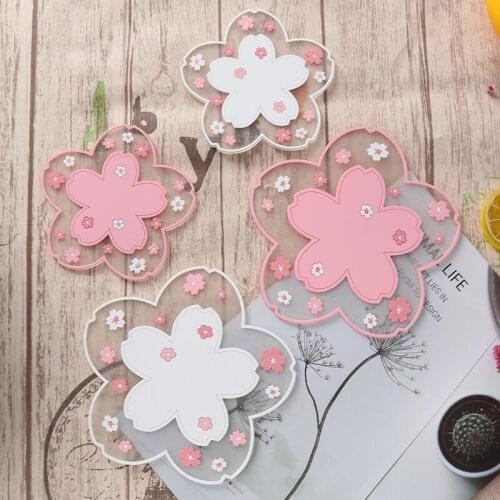 1pc Japan Style Cherry Blossom Heat Insulation Table Mat Family Office Anti-skid Tea Cup Milk Mug Coffee Cup Coaster